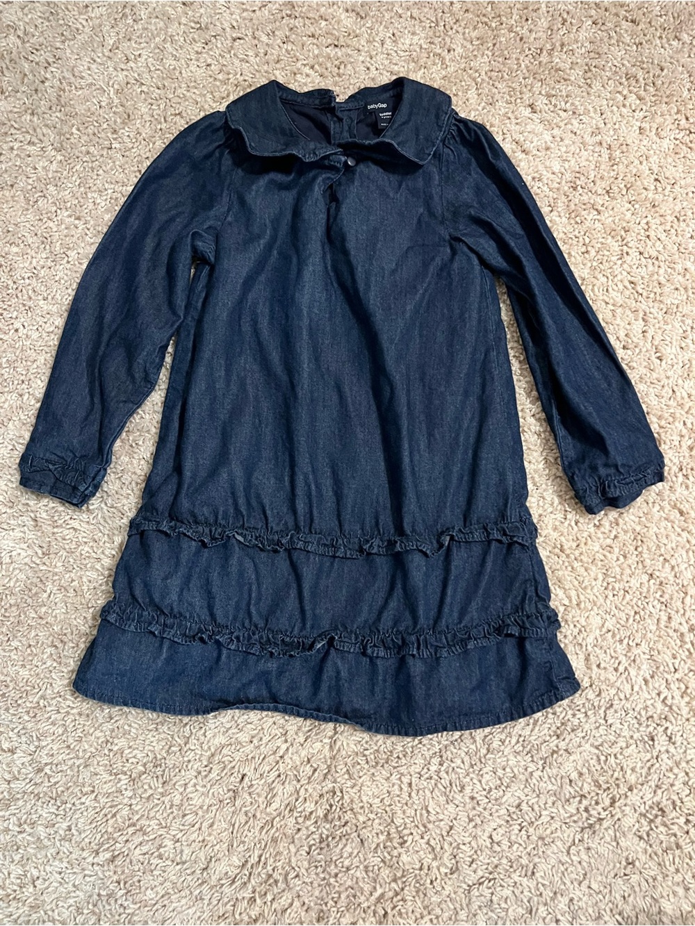 GAP Dark Blue Denim Ruffle-Trim Dress